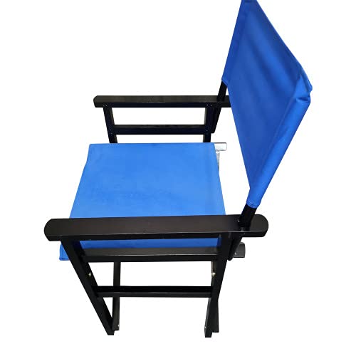 Set of 2 Folding Director Chairs, Solid Wood Canvas Fabric Camping Lawn Chairs, Blue C52888