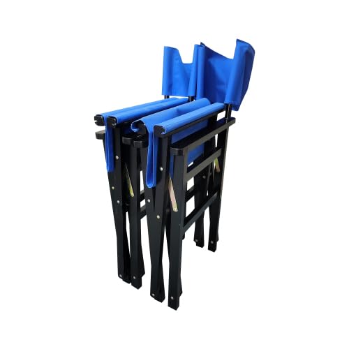 Set of 2 Folding Director Chairs, Solid Wood Canvas Fabric Camping Lawn Chairs, Blue C52888
