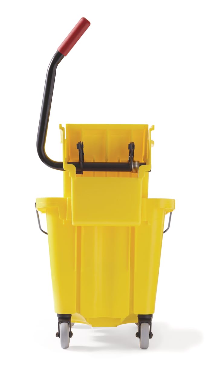 26 Qt. Side-Press Mop Bucket and Wringer Combo on Wheels, Yellow Y711