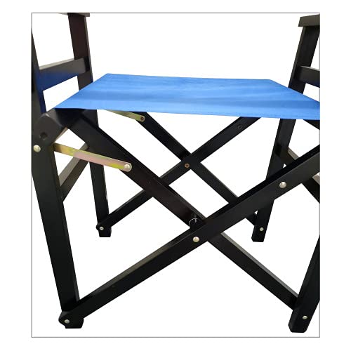 Set of 2 Folding Director Chairs, Solid Wood Canvas Fabric Camping Lawn Chairs, Blue C52888