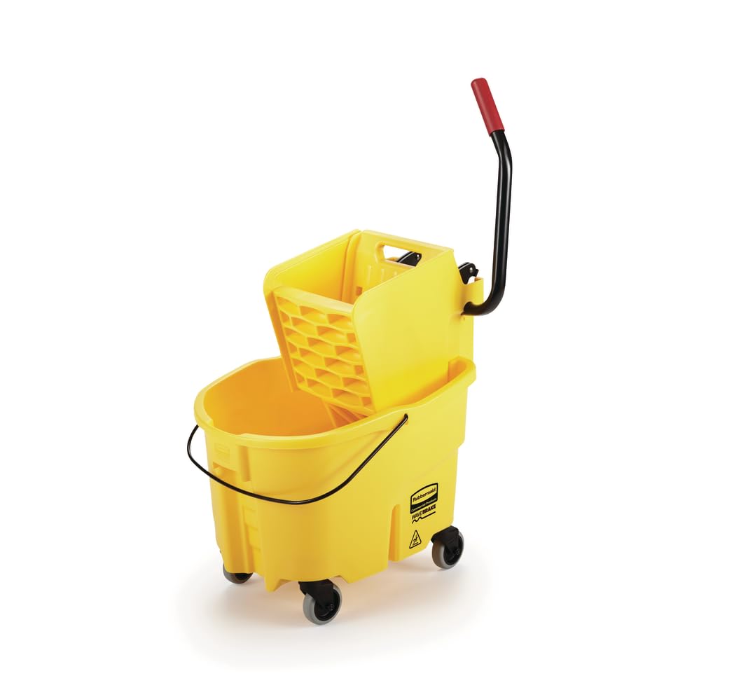 26 Qt. Side-Press Mop Bucket and Wringer Combo on Wheels, Yellow Y711