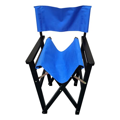 Set of 2 Folding Director Chairs, Solid Wood Canvas Fabric Camping Lawn Chairs, Blue C52888