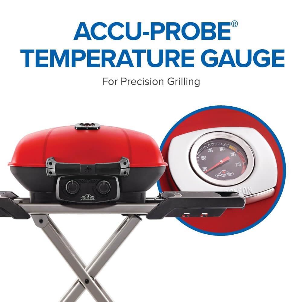 Portable Propane Gas Grill with Griddle, Red, 2 Burners O70981