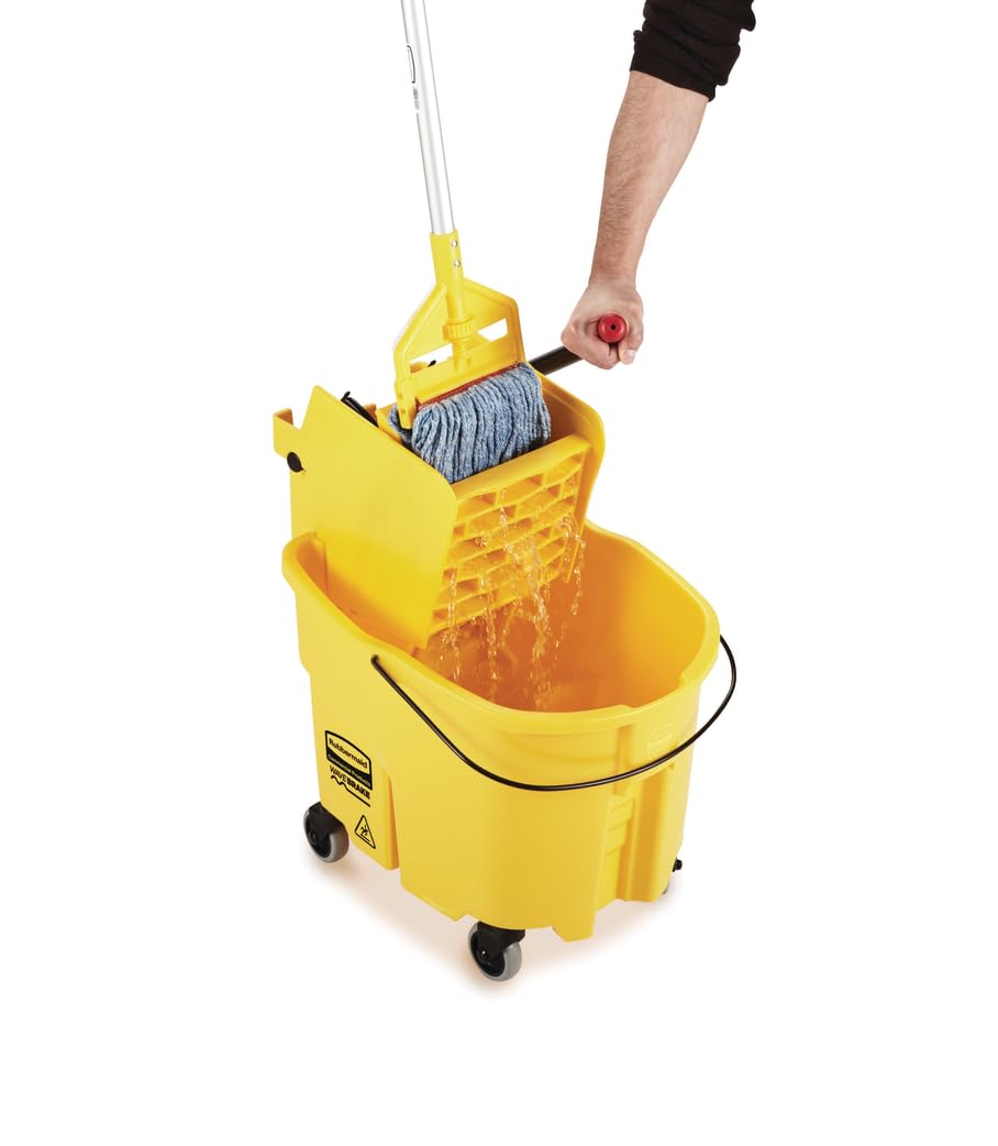 26 Qt. Side-Press Mop Bucket and Wringer Combo on Wheels, Yellow Y711