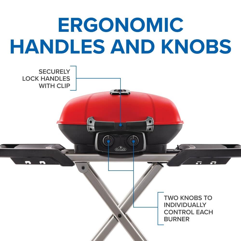 Portable Propane Gas Grill with Griddle, Red, 2 Burners O70981