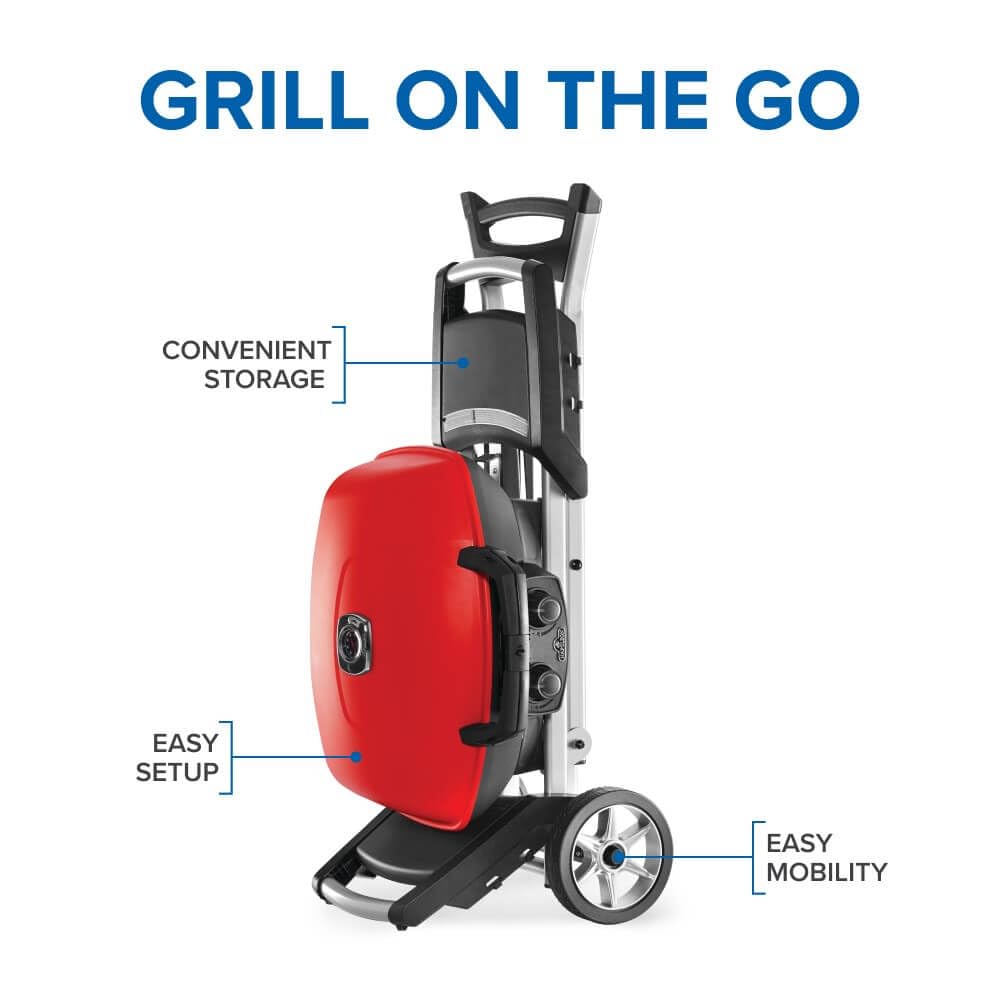 Portable Propane Gas Grill with Griddle, Red, 2 Burners O70981