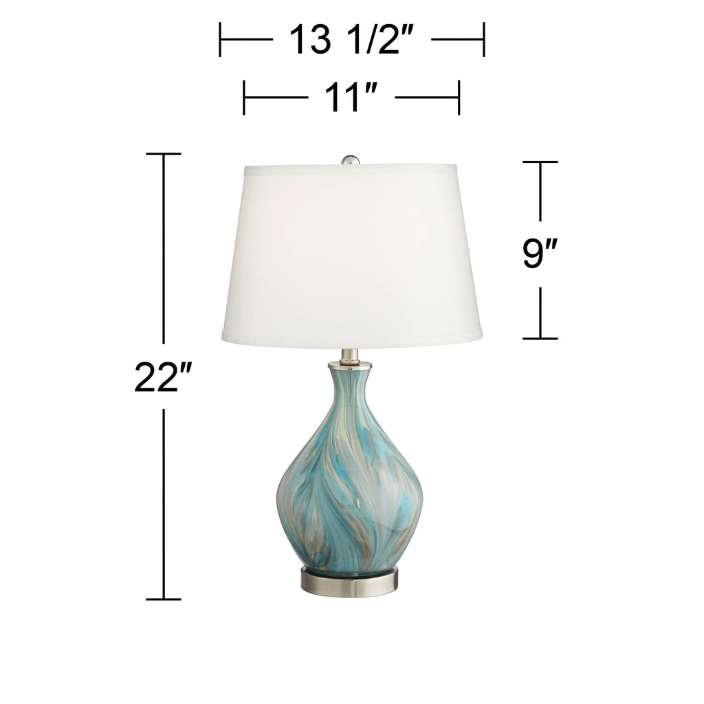 22" High Blue Gray Art Glass Table Lamp C184574