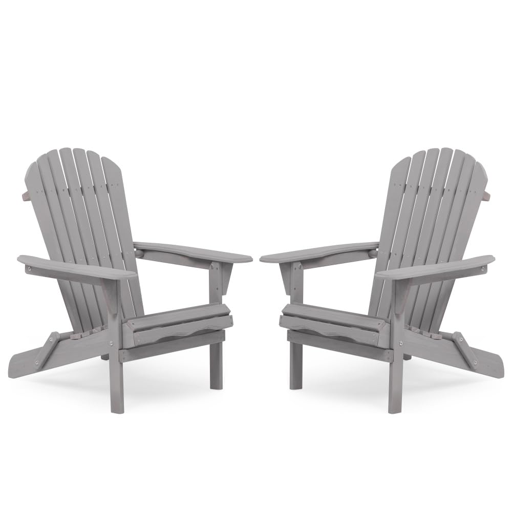 Wooden Folding Adirondack Chair Set of 2 Solid Cedar B774514