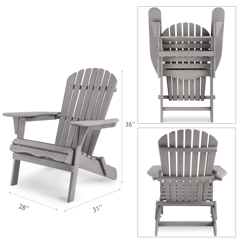 Wooden Folding Adirondack Chair Set of 2 Solid Cedar B774514