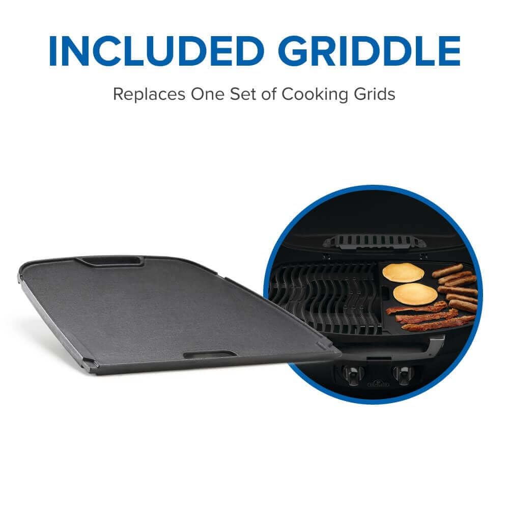Portable Propane Gas Grill with Griddle, Red, 2 Burners O70981