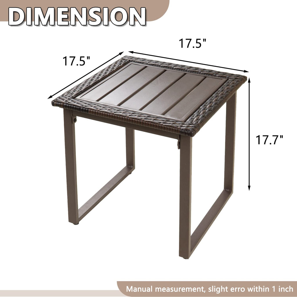 Brown Wicker Outdoor Side Table Set of 2 C22199