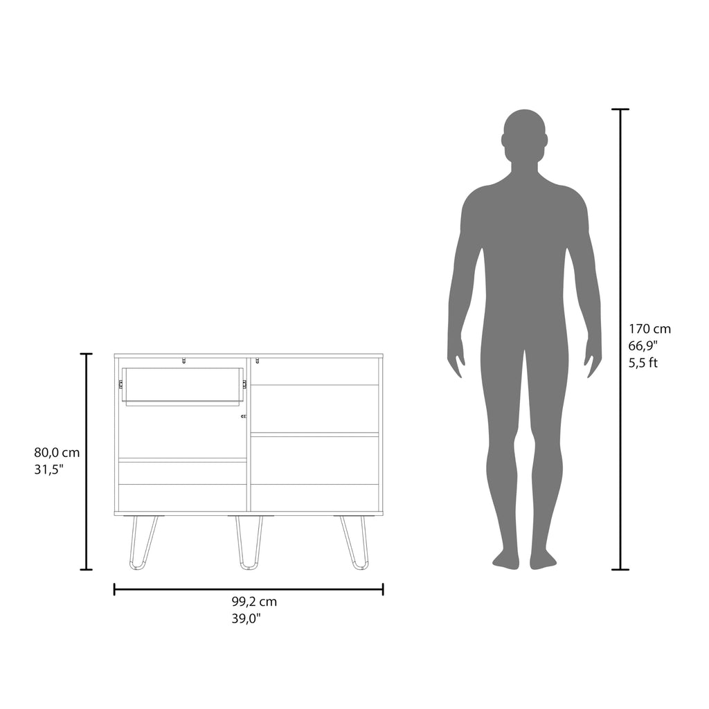 39" Wide Console Table with Two Cabinets, One Drawer and Four Shelves Q552610