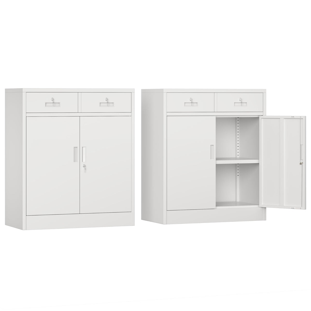 White Metal Storage Cabinet with 2 Drawers B820542