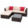 5-Piece Brown Wicker Outdoor Sofa Set with Cushions G696
