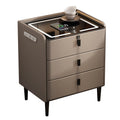 Khaki Nightstand with Wireless Charging Station and 3 Drawers I12674