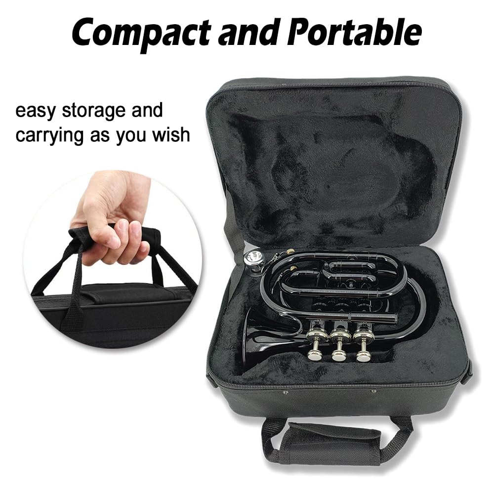 Bb Flat Pocket Trumpet with 7C Mouthpiece and Hard Case T802328