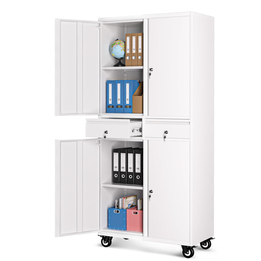72” Rolling Metal Storage Cabinet with Locking Doors & 2 Drawers D784