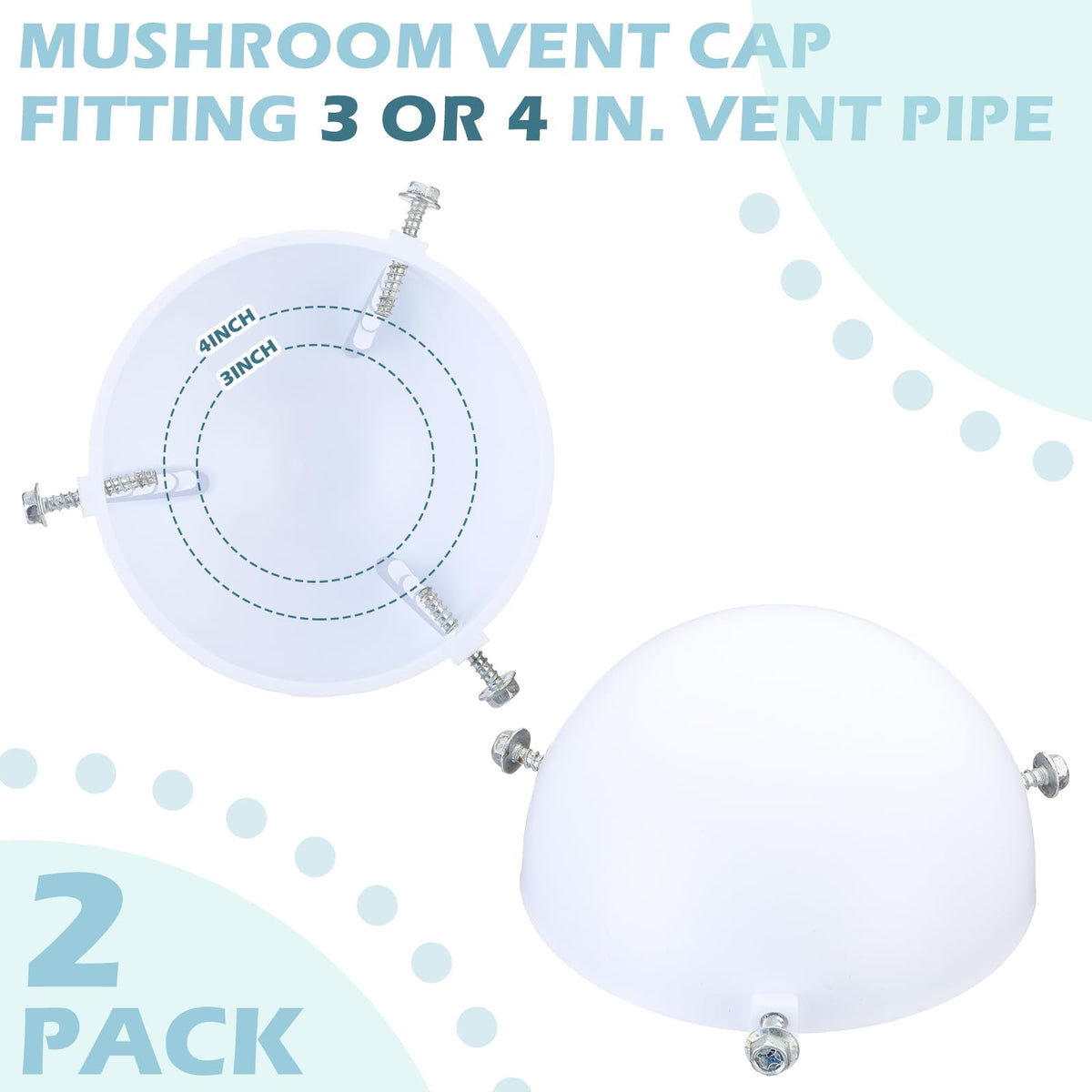 2 Pcs White Mushroom Vent Cap N131