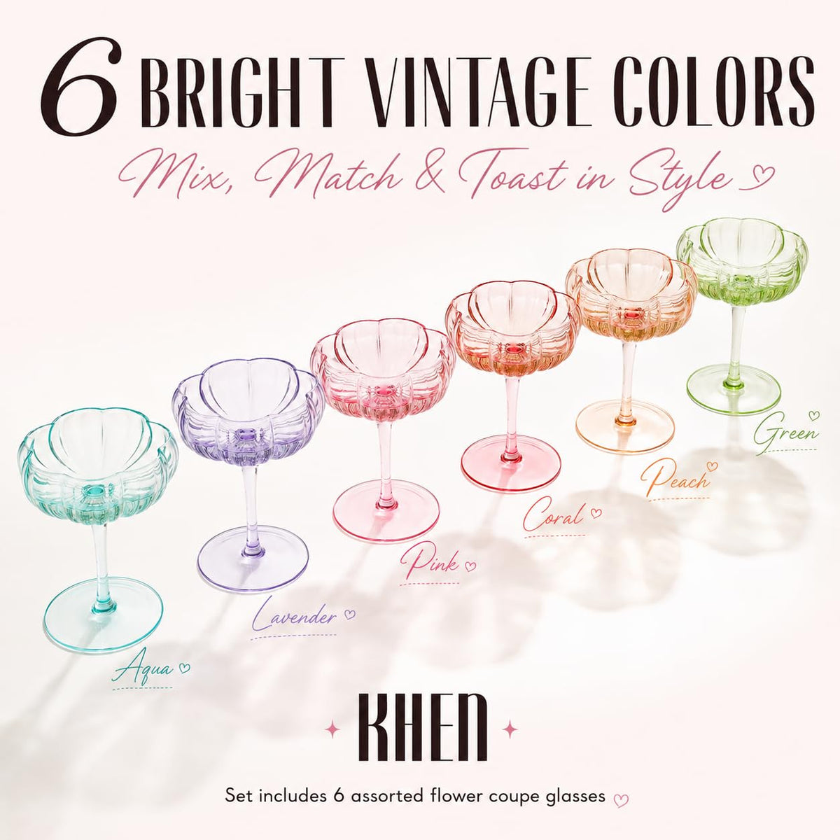 Vintage Wavy Glass Coupes Set of 6 I8702
