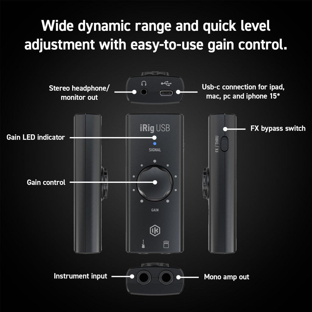 USB Guitar Audio Interface 24-bit 48 kHz K627