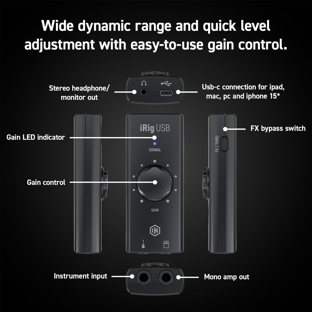 USB Guitar Audio Interface 24-bit 48 kHz K627