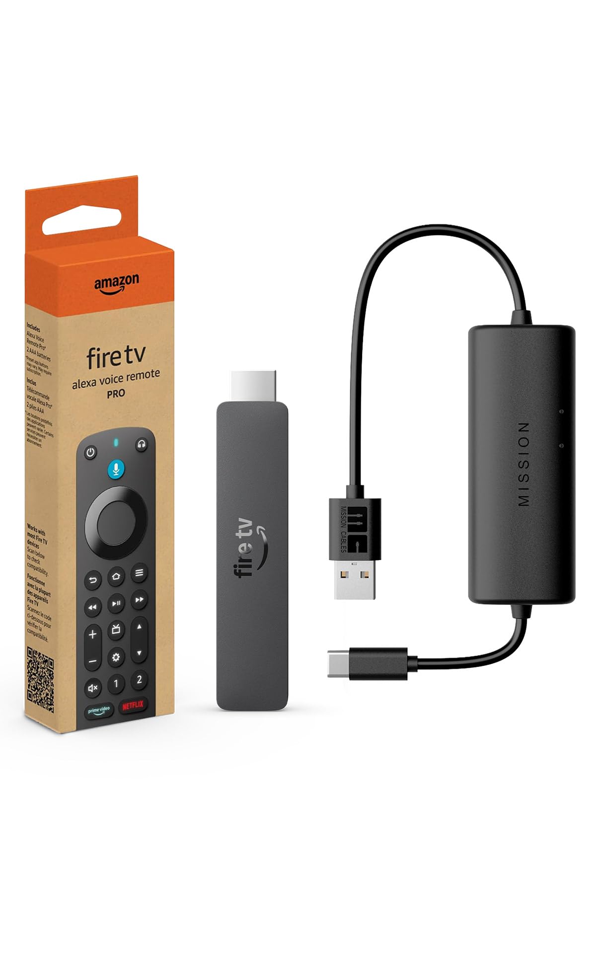 Fire TV Stick HD with Alexa Voice Remote Pro and USB-C Power Cable Q2567
