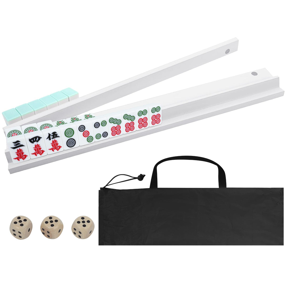 Pine Wood Mahjong Racks with Pushers Set of 4 I513473