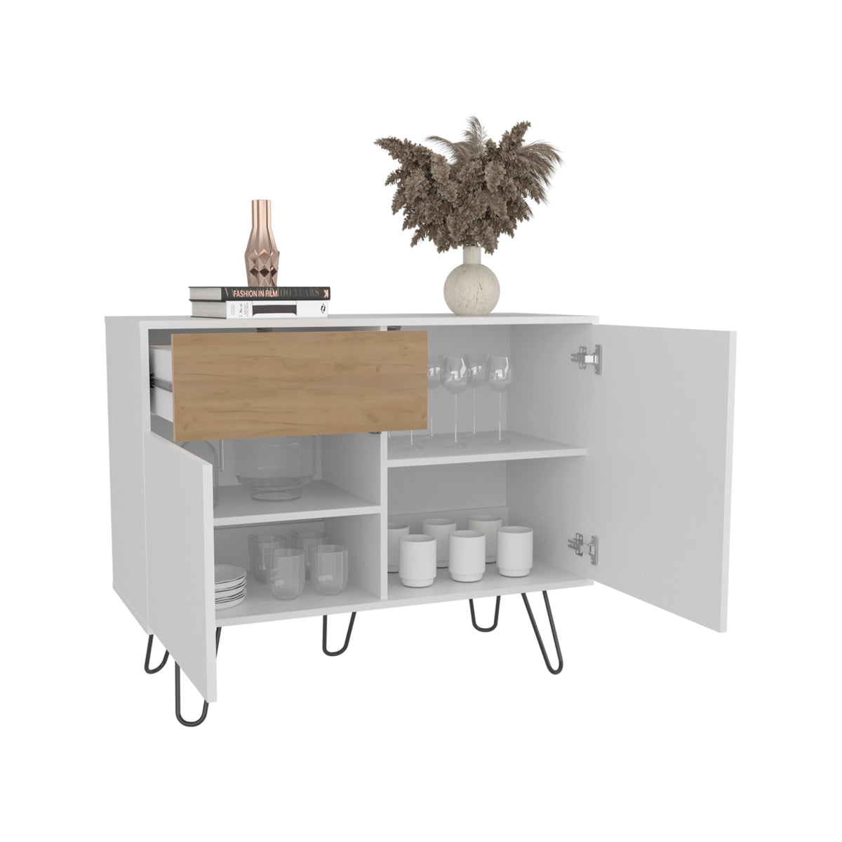 39" Wide Console Table with Two Cabinets, One Drawer and Four Shelves Q552610