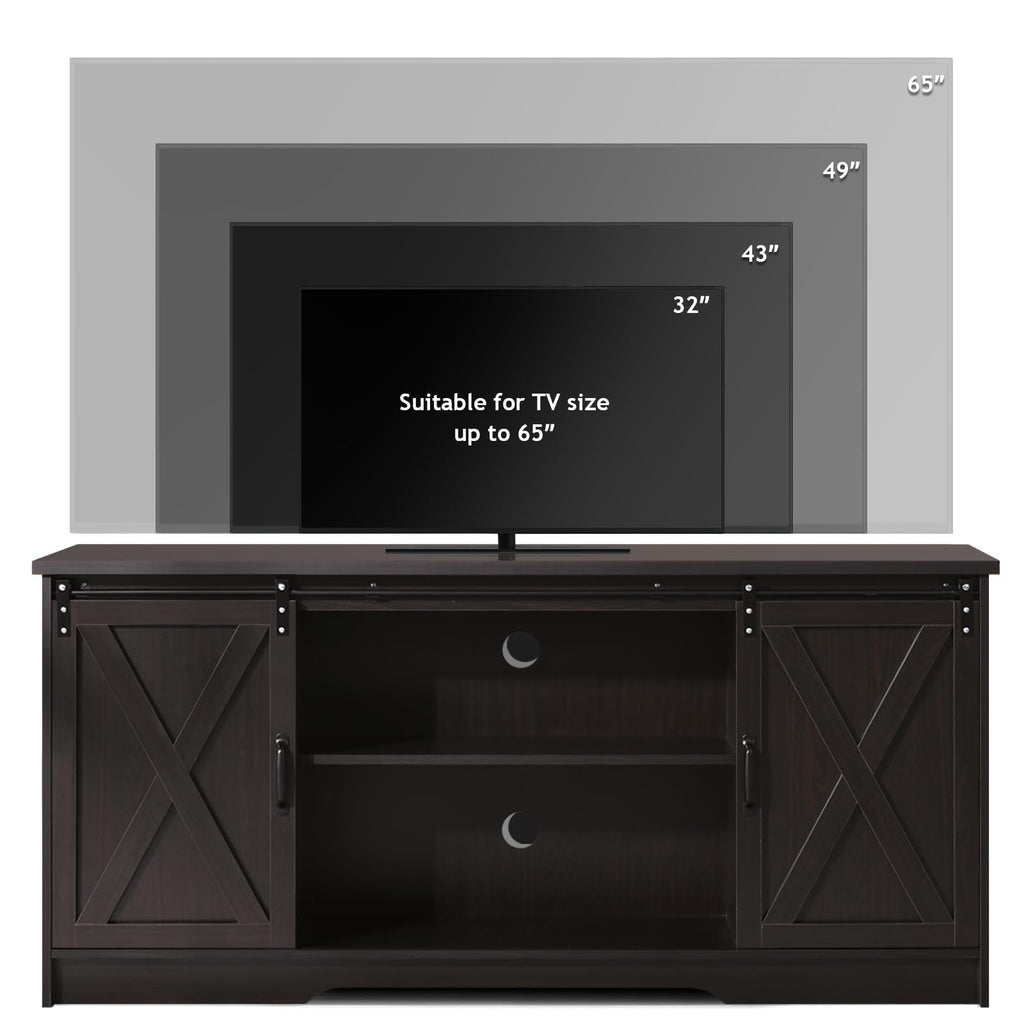 65 Inch TV Stand with Sliding Barn Doors H562