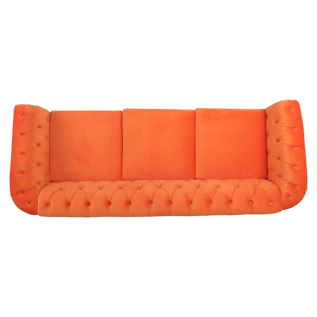 Orange Velvet 3 Seater Sofa H8231