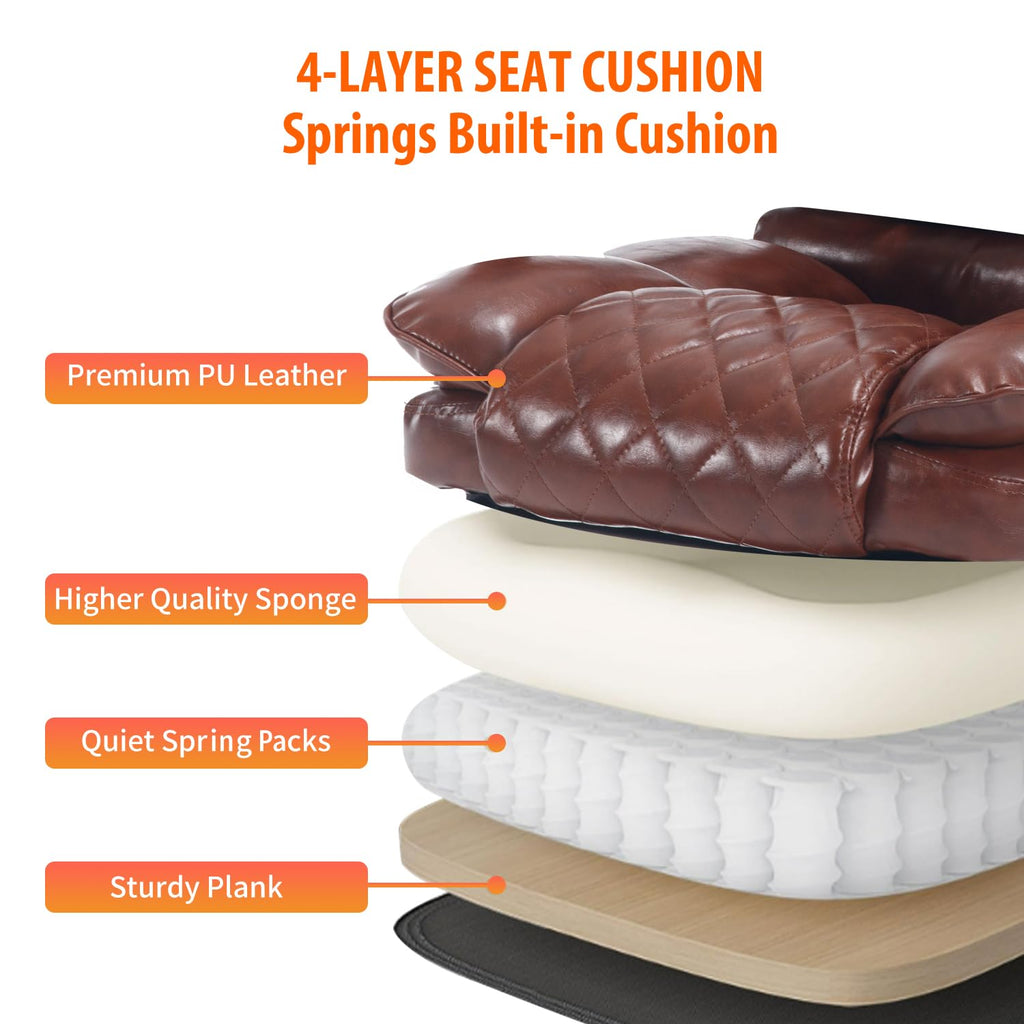 Brown Reclining Ergonomic Office Chair with Footrest U39940