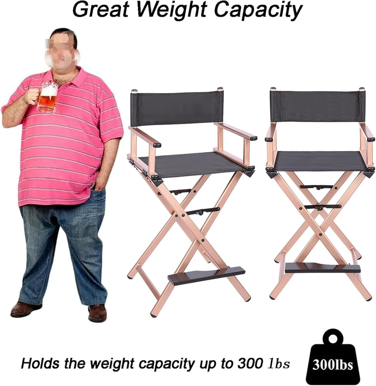 Folding Director Chair with Footrest, 300lbs Capacity V8355