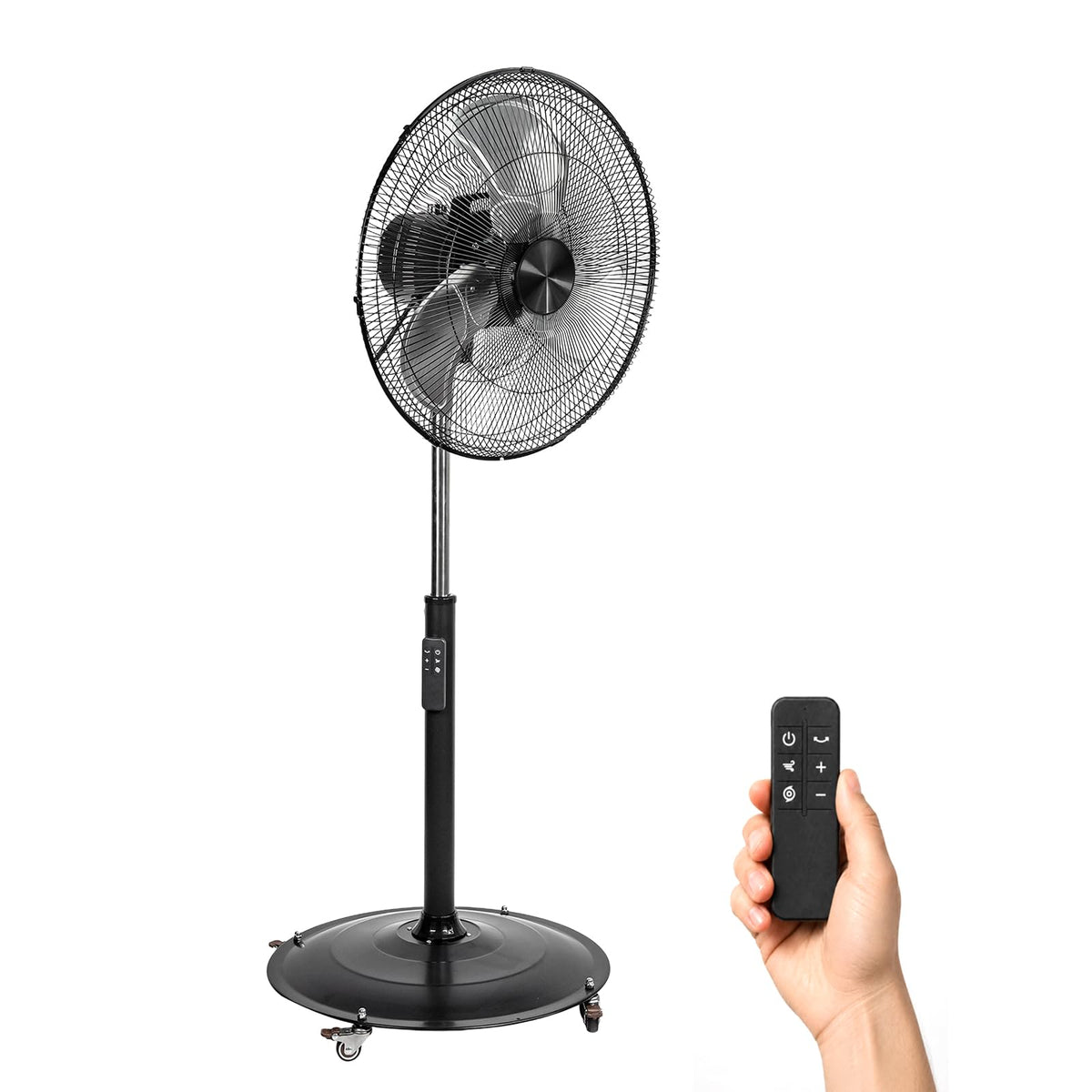 18" Black Oscillating Pedestal Fan with Remote V814347