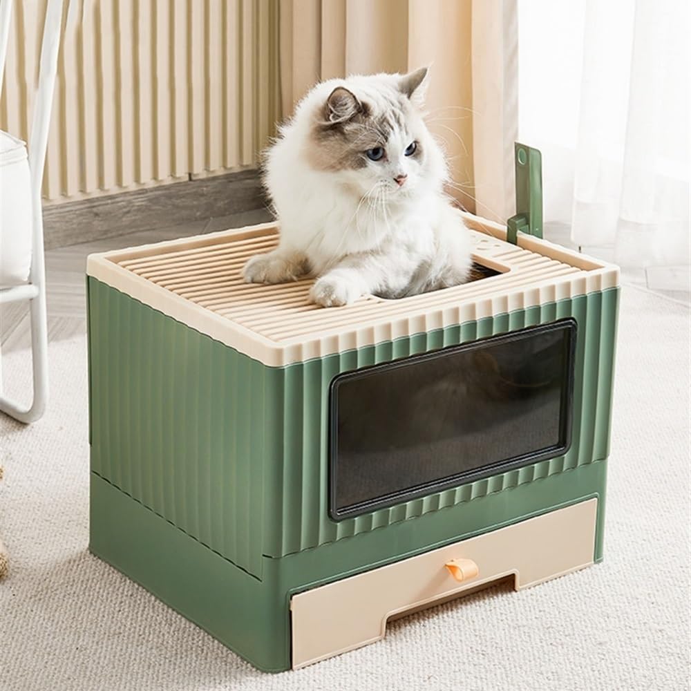Foldable Top Entry Cat Litter Box with Lid W863