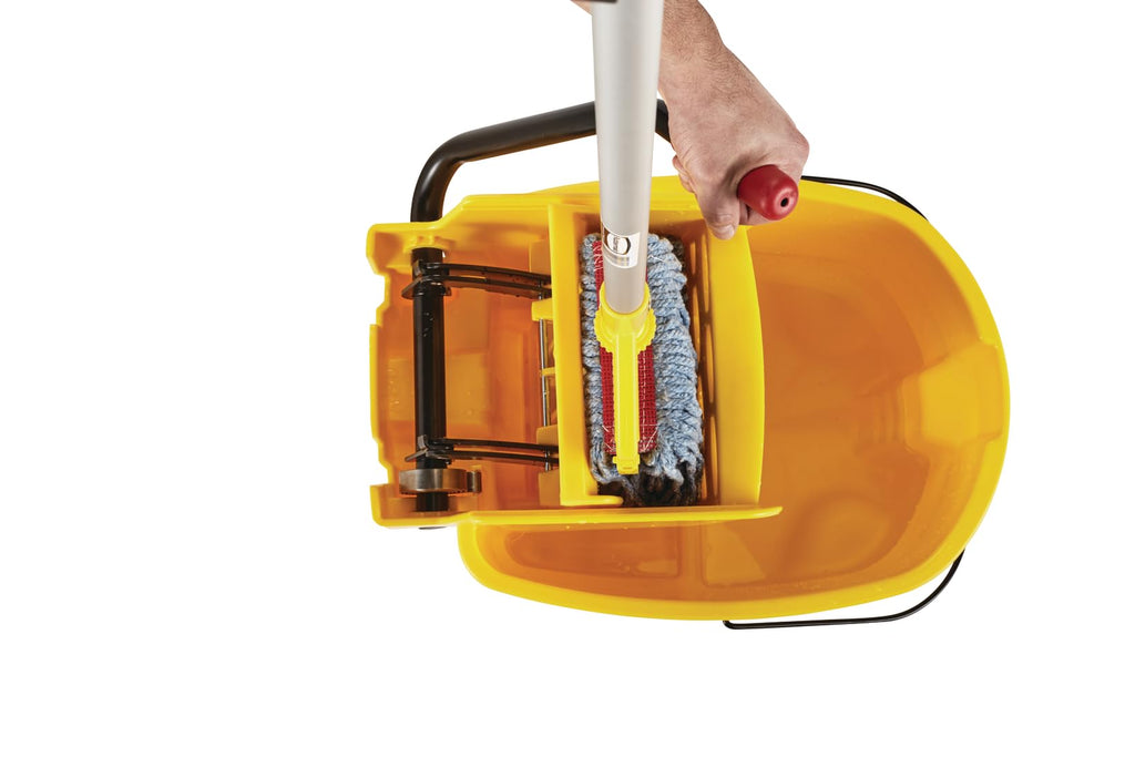 26 Qt. Side-Press Mop Bucket and Wringer Combo on Wheels, Yellow Y711