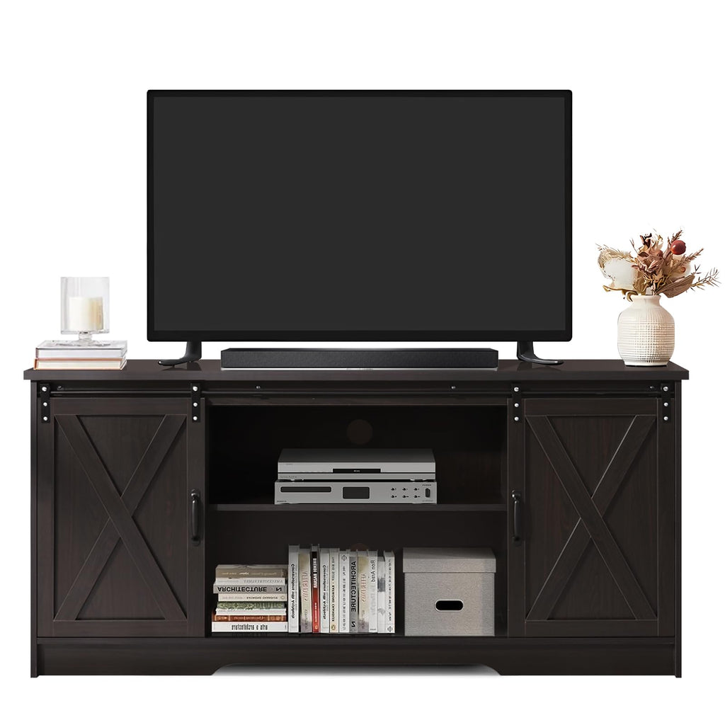 65 Inch TV Stand with Sliding Barn Doors H562