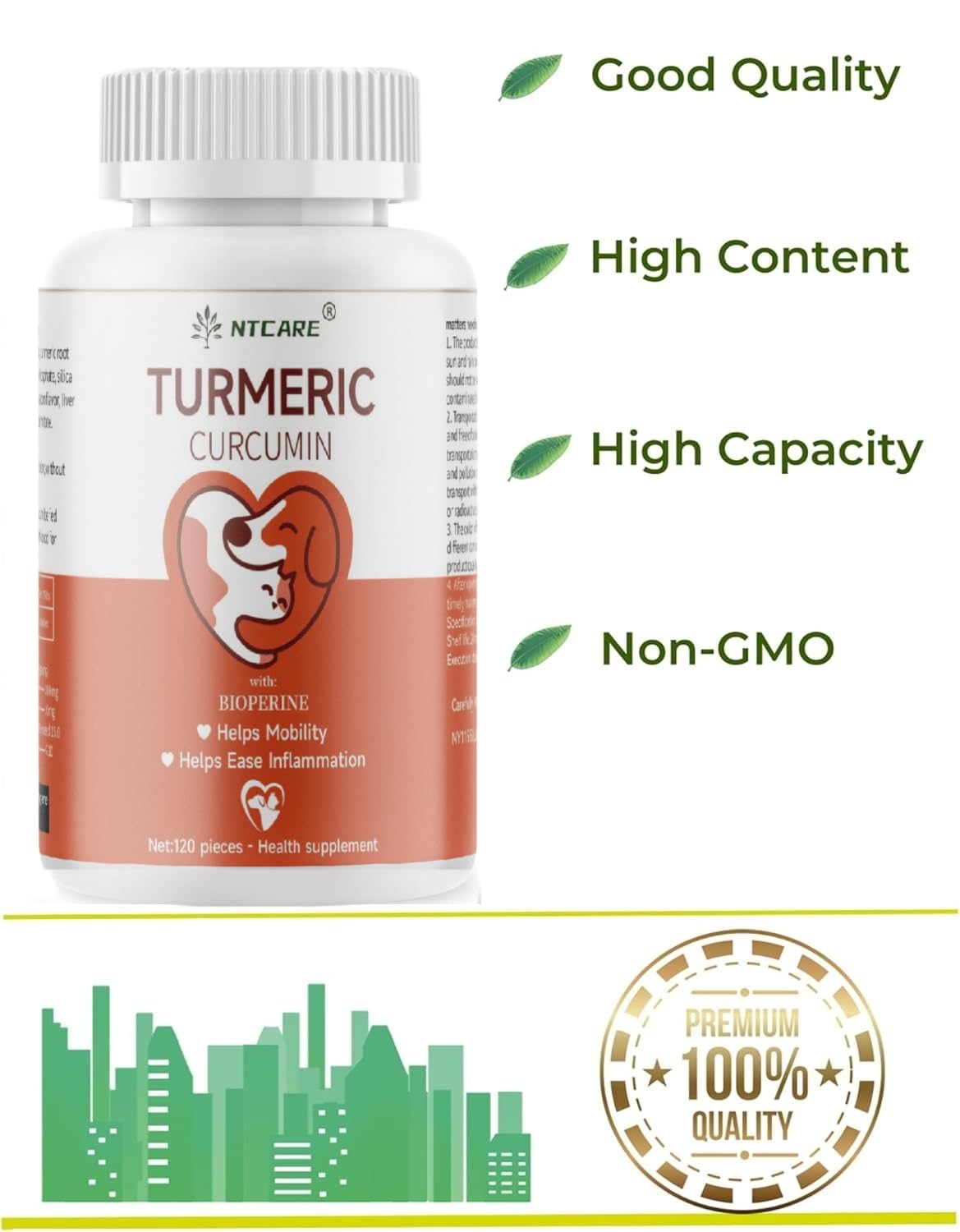 120 Chewable Tablets Turmeric Curcumin Dog Joint Support K3615