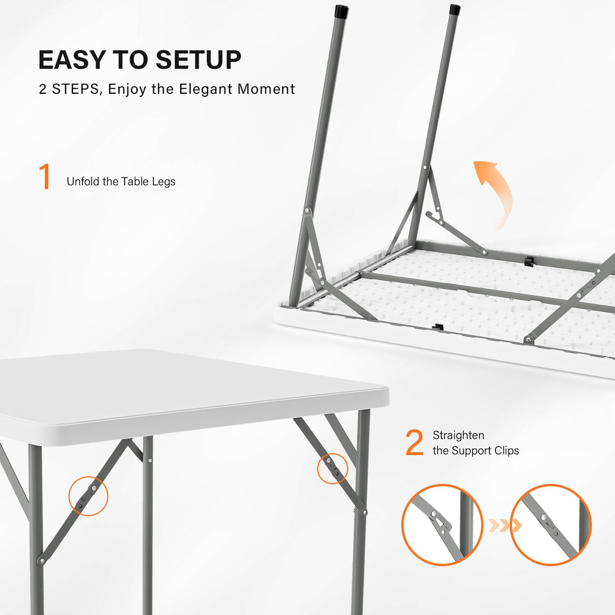 White 34 inch Folding Card Table U303991