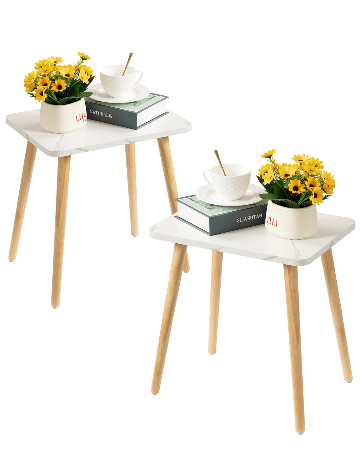 Set of 2 Small Side Table with Wood Legs C398186