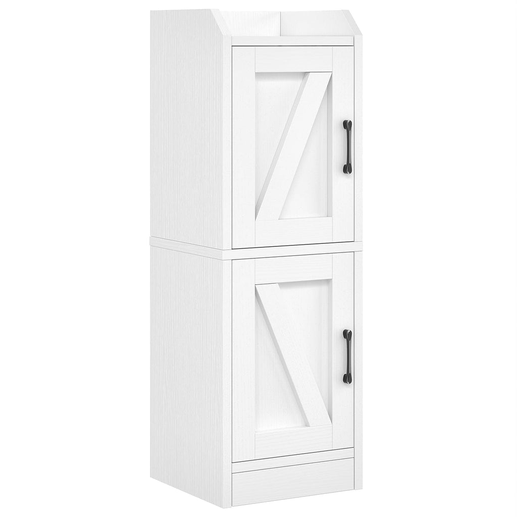 White Narrow Bathroom Storage Cabinet with 2 Doors and Shelves Z1020
