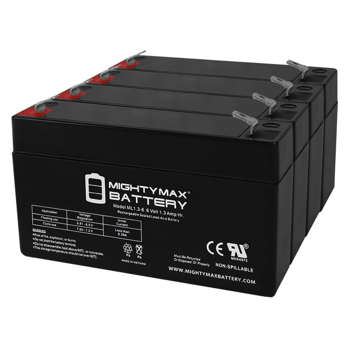 6V 1.3Ah SLA Replacement Battery 4 Pack E51515