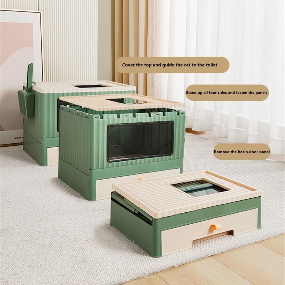 Foldable Top Entry Cat Litter Box with Lid W863