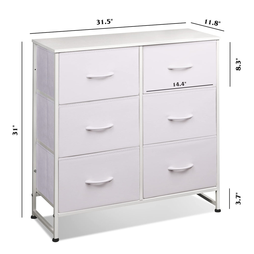 White 6 Drawer Dresser N7090
