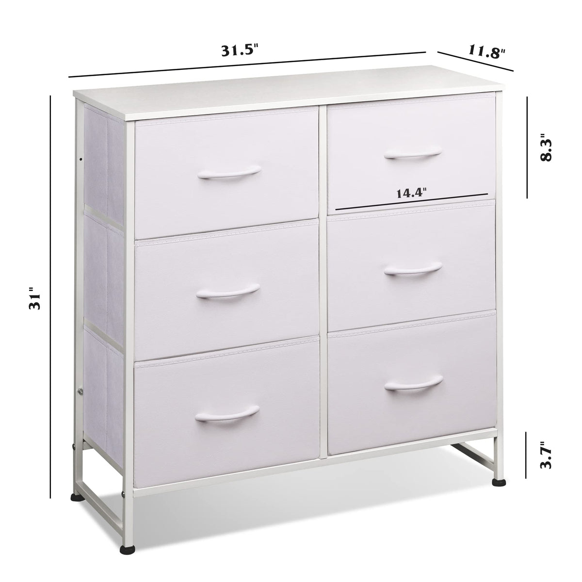White 6 Drawer Dresser N7090