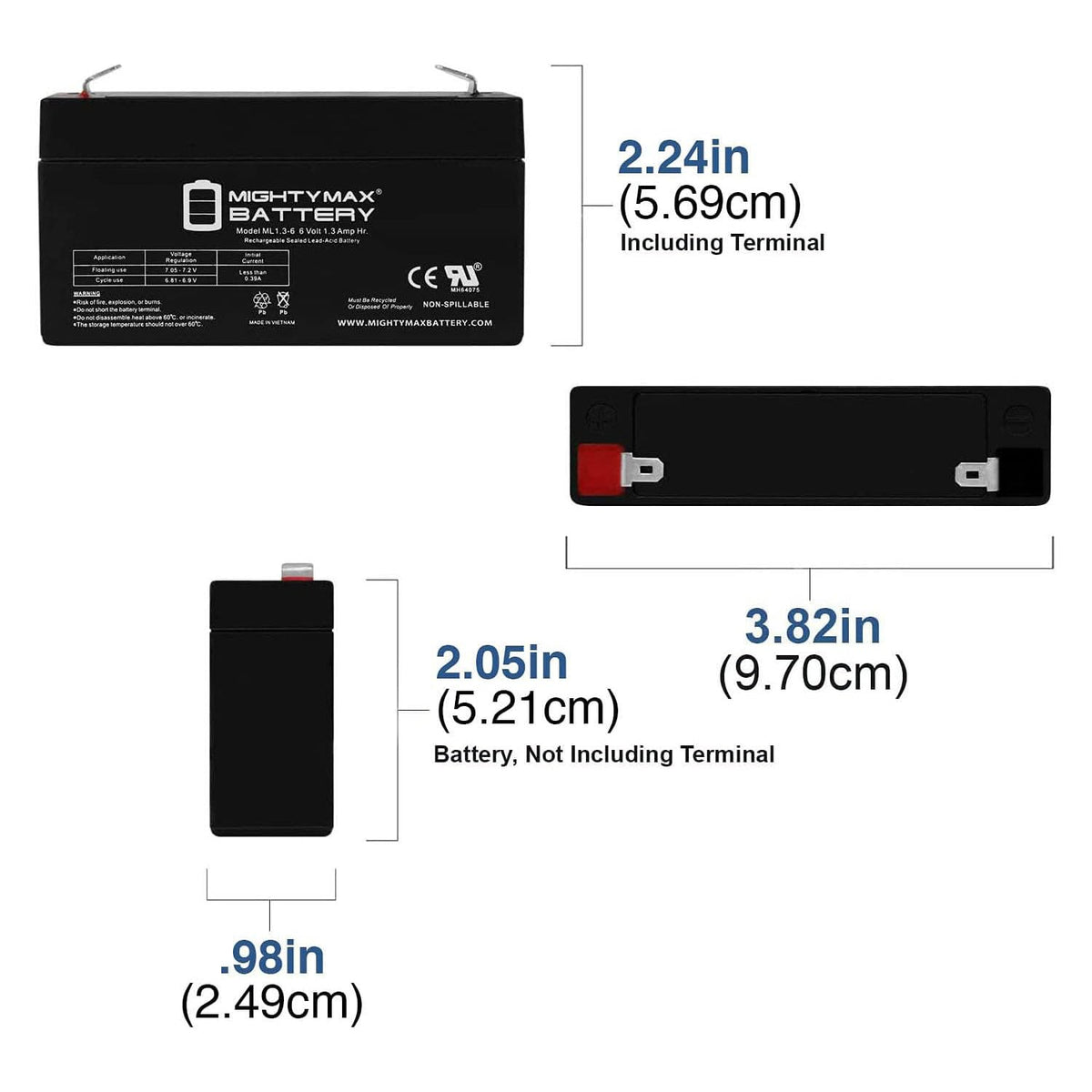 6V 1.3Ah SLA Replacement Battery 4 Pack E51515