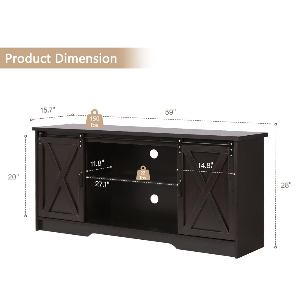 65 Inch TV Stand with Sliding Barn Doors H562