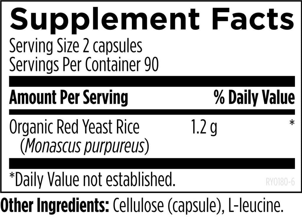 Red Yeast Rice 180 Capsules Y51501