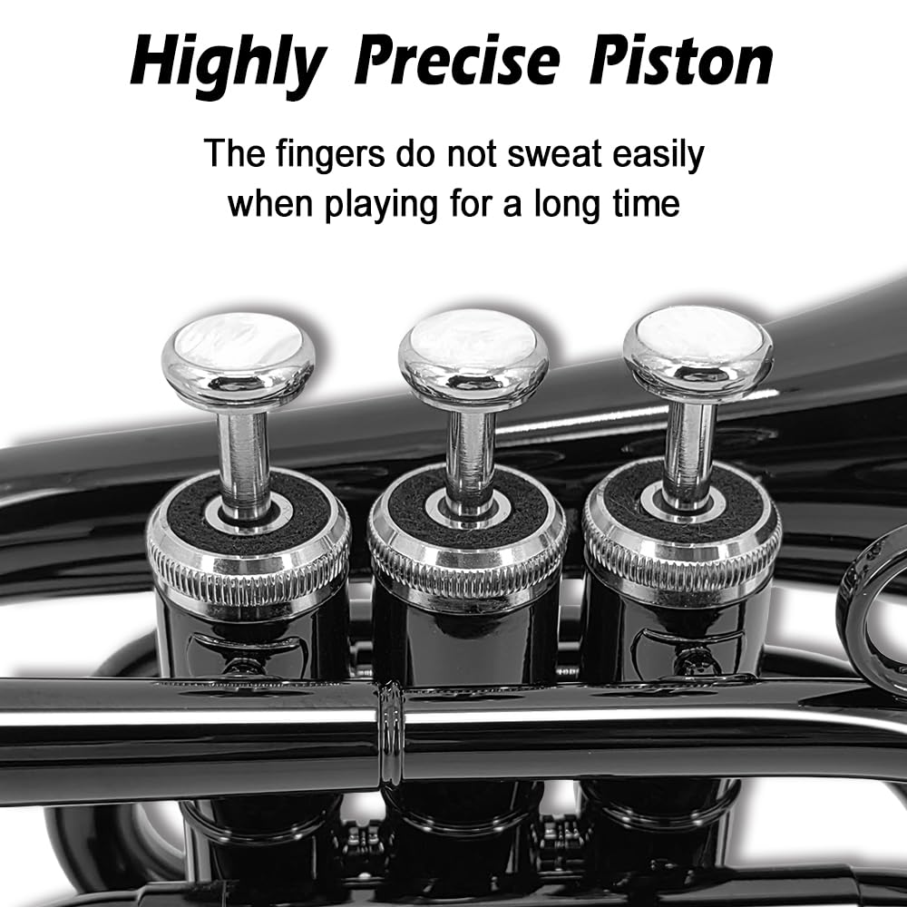 Bb Flat Pocket Trumpet with 7C Mouthpiece and Hard Case T802328