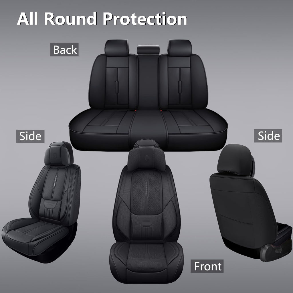 Black Leather 5-Seats Car Seat Covers O7734