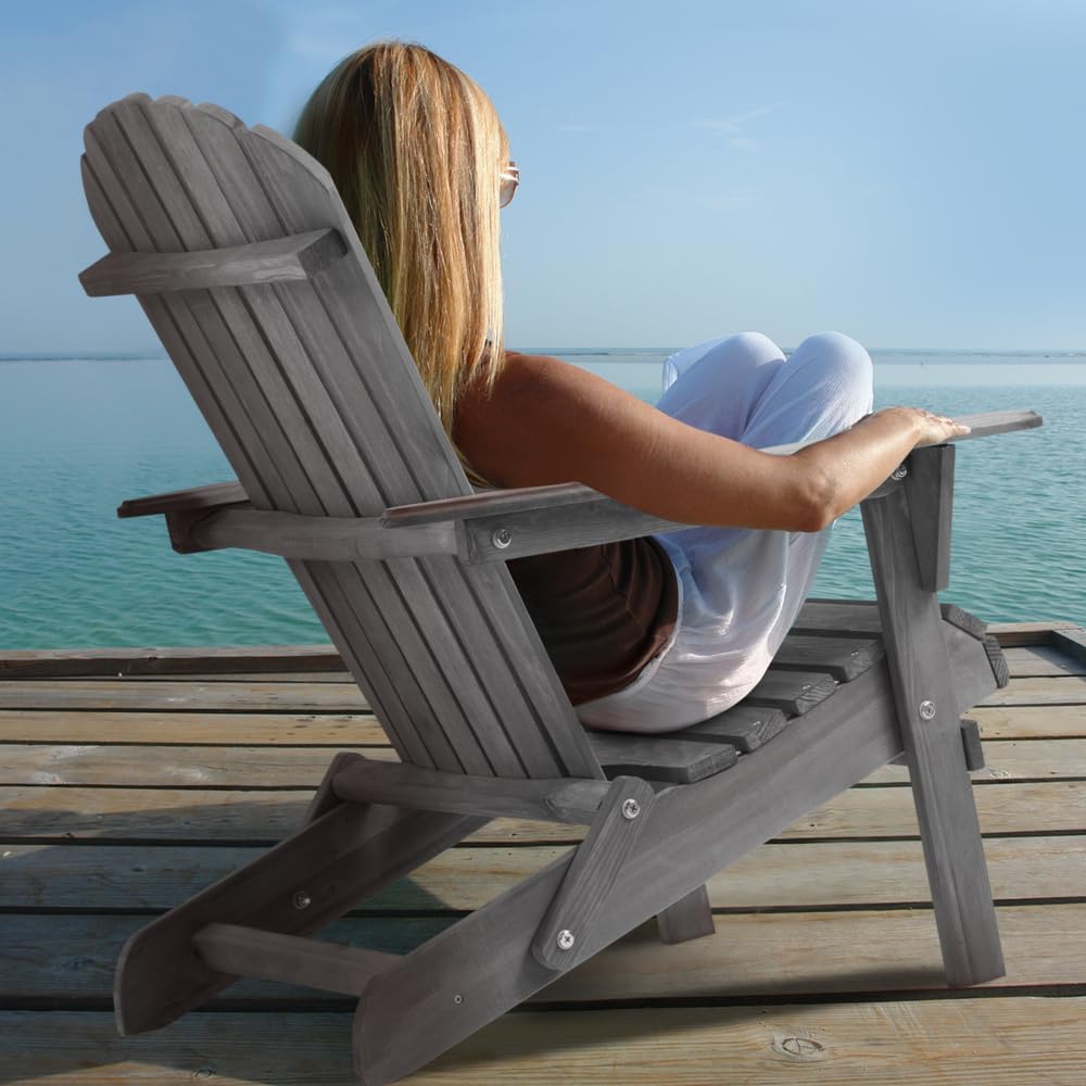 Wooden Folding Adirondack Chair Set of 2 Solid Cedar B774514